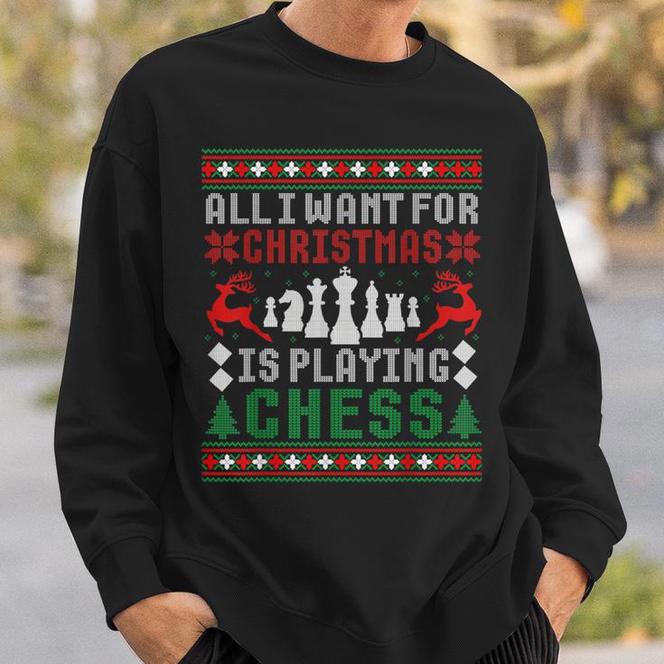 Alles Was Ich Zu Weihnachten Want Ist Schach Spielen Uglicher Christmas Jumper Sweatshirt Geschenke für Ihn