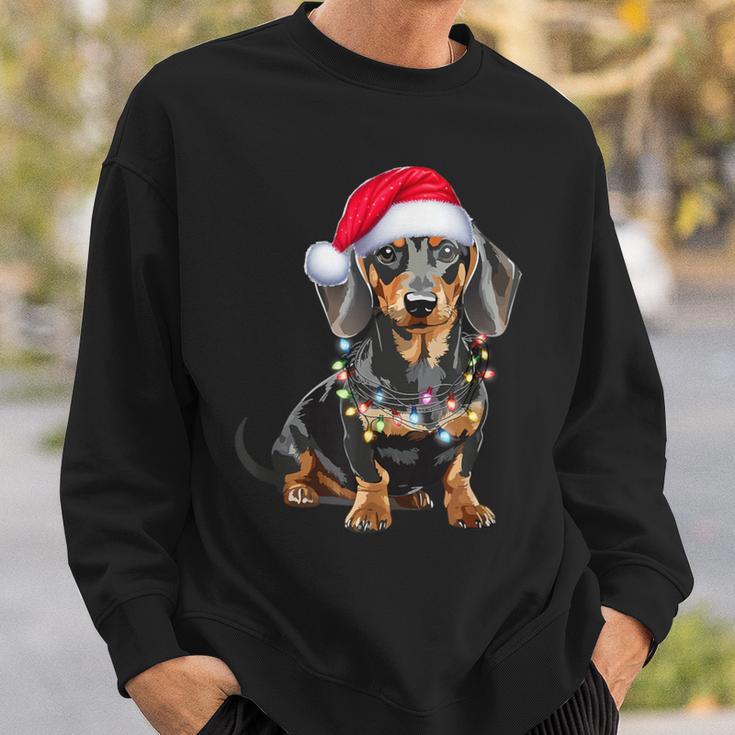 Dachshund Dog Santa Hat Christmas Light Sweatshirt Geschenke für Ihn