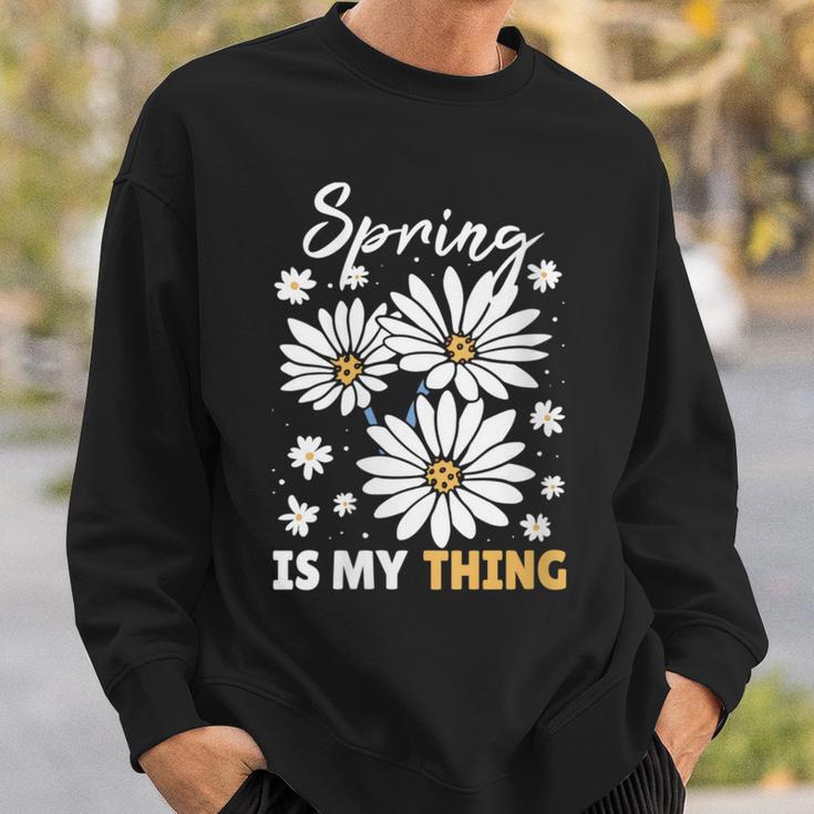 Damen Frühling Ist Mein Ding Gänseblümchen Mit-Ausschnitt Sweatshirt Geschenke für Ihn