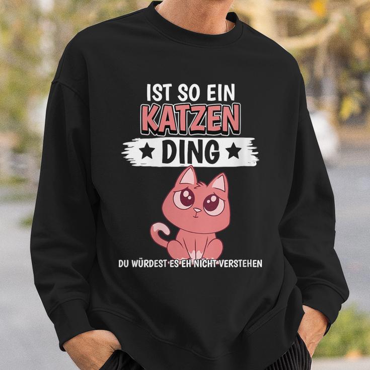 Damen Katzen Sachen Ist So Ein Katzen Ding Katzen Mit-Ausschnitt Sweatshirt Geschenke für Ihn