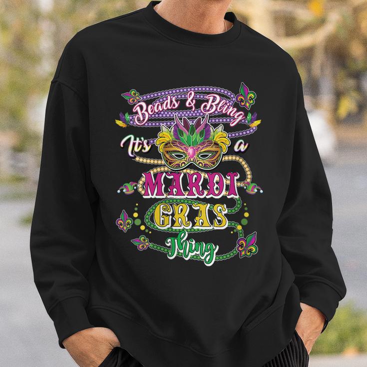 Damen Mardis Gras Perlen Und Bling Es Ist Ein Mardi Gras Ding Mit-Ausschnitt Sweatshirt Geschenke für Ihn