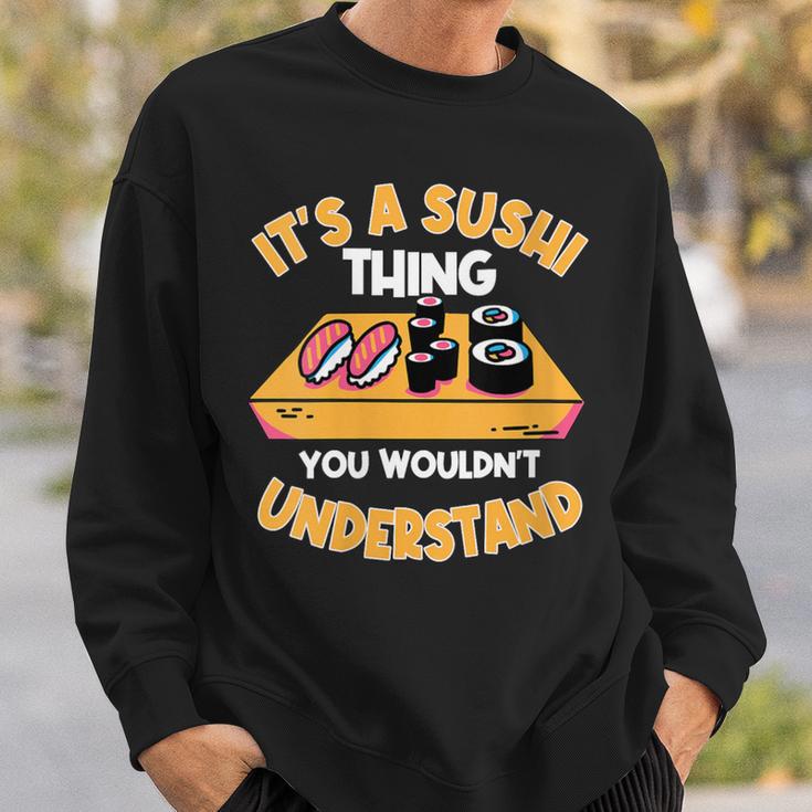 Damen Sushi Ist So Ein Sushi Ding Maki Nigiri Sashimi Mit-Ausschnitt Sweatshirt Geschenke für Ihn