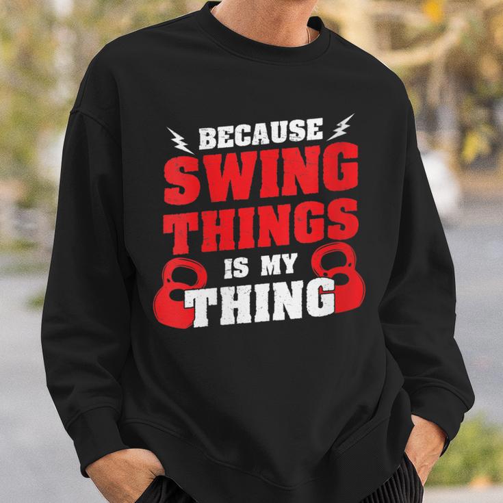 Damen Weil Swing Things Mein Ding Ist Workout Kettlebell Mit-Ausschnitt Sweatshirt Geschenke für Ihn