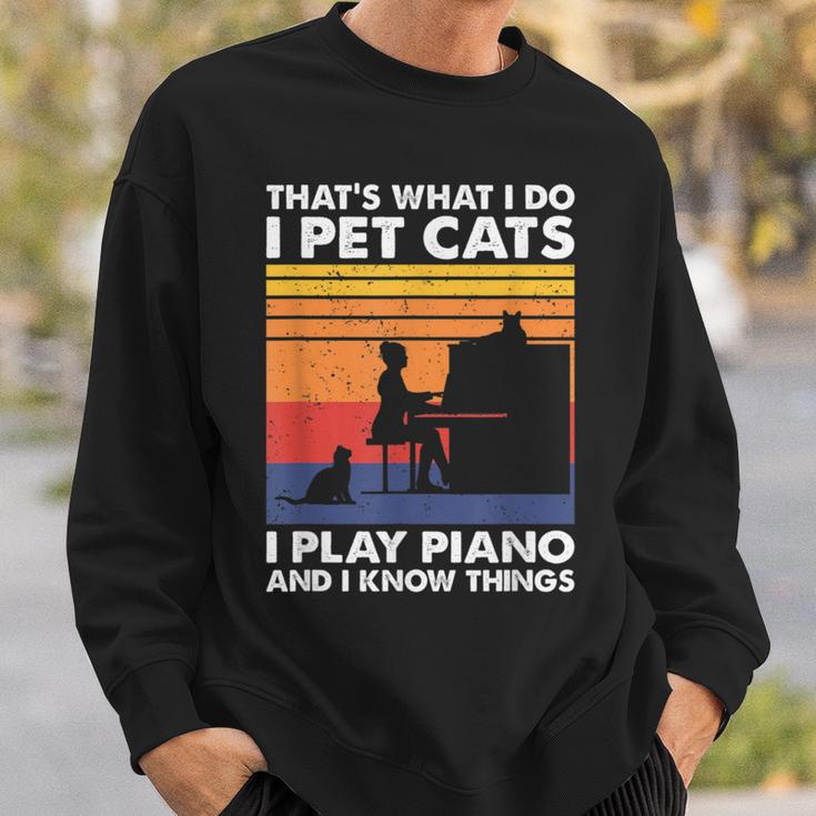 Das Ist Was Ich Mache Ich Streichle Katzen Ich Spiele Klavier Und Ich Weiß Dinge Sweatshirt Geschenke für Ihn