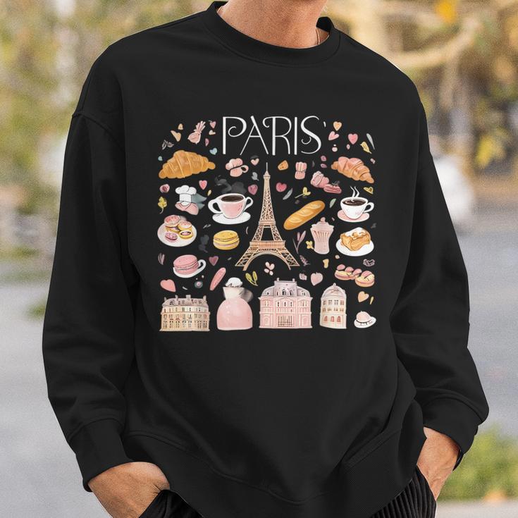 Paris France Souvenir Elegant Parisian Landmarks Aifel Tower Sweatshirt Geschenke für Ihn