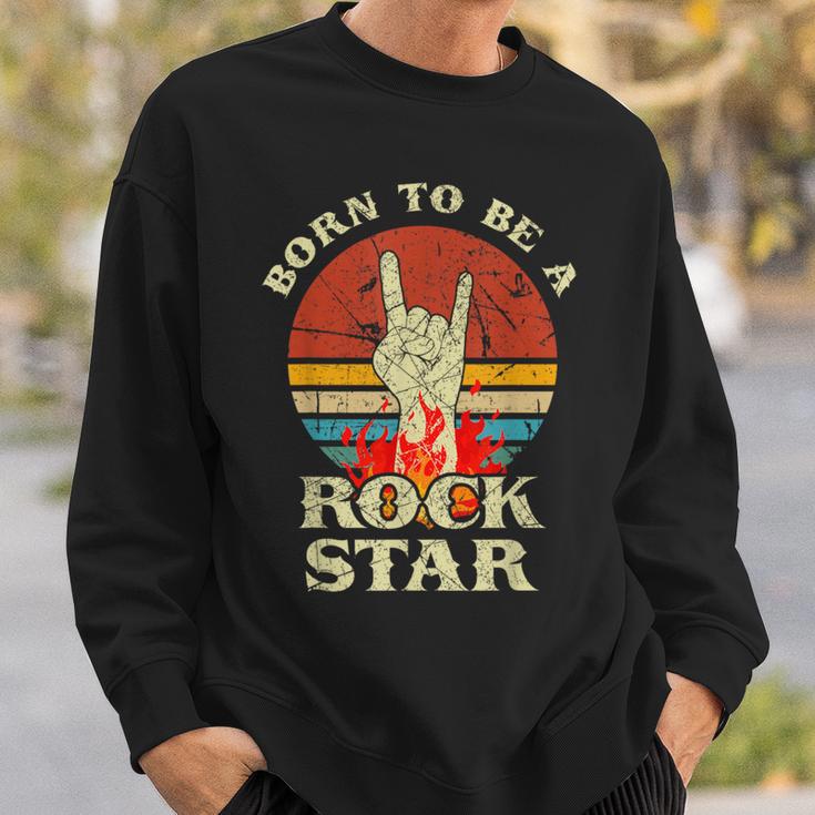 To Be Rockstar Heavy Metal Hand Hornintage Retro Born Sweatshirt Geschenke für Ihn