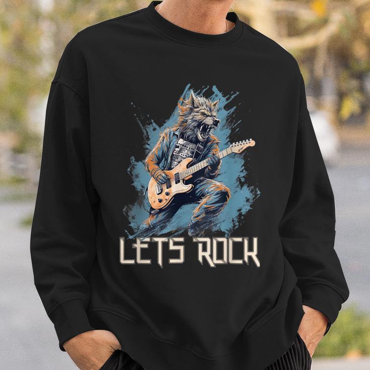 Werewolf Rocker Rockt Die Bühne Mit Seiner Gitarre Sweatshirt Geschenke für Ihn