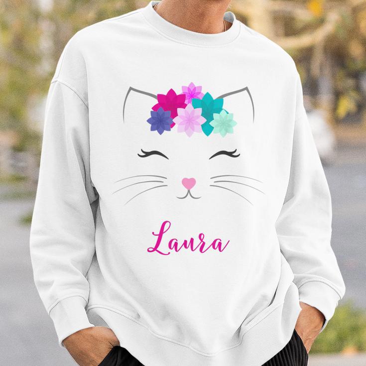 Laura Name Colourful Kitten Cat Laura Sweatshirt Geschenke für Ihn