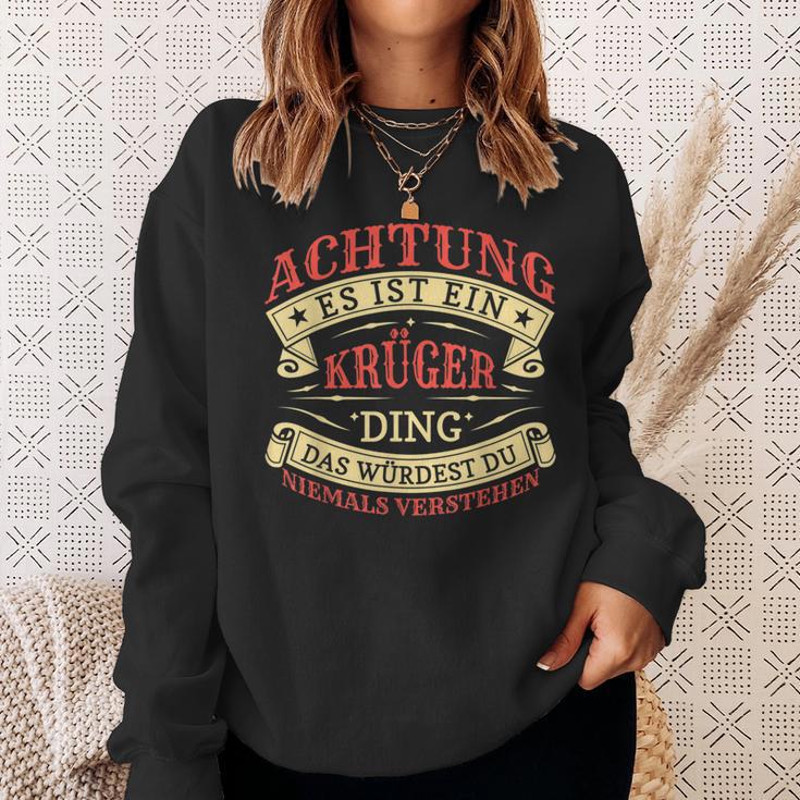 Achtung Es Ist Ein Krüger Ding Last Name Plate Sweatshirt Geschenke für Sie