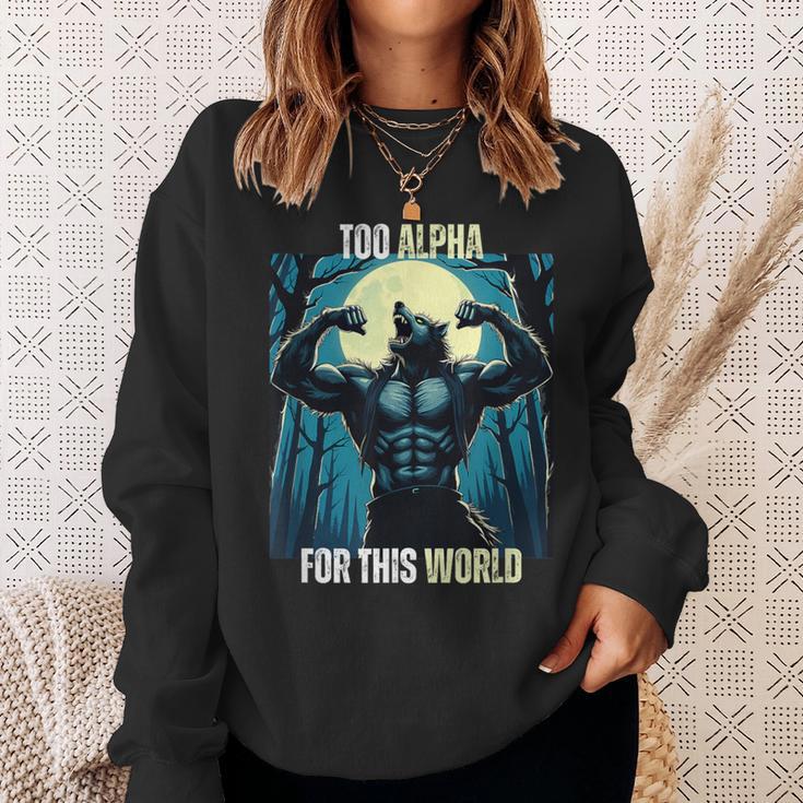 Alpha Male Wolf Grindset Sigma Male Werewolf Meme Sweatshirt Geschenke für Sie