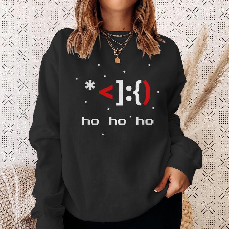 Ascii Santa Claus Face Coder 8Bit Retro Xmas Sweatshirt Geschenke für Sie