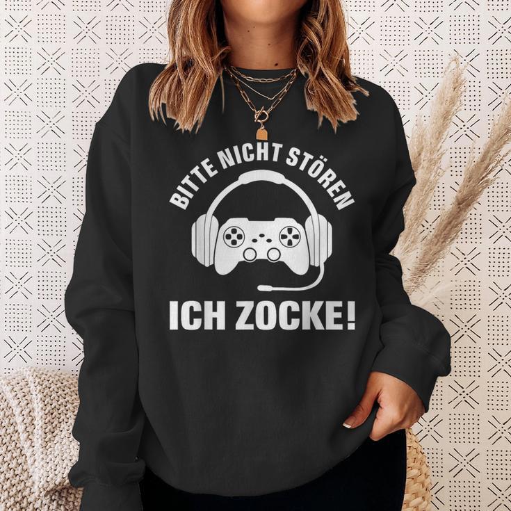 Bitte Nicht Stören Ich Zock Saying For Gamer S Sweatshirt Geschenke für Sie