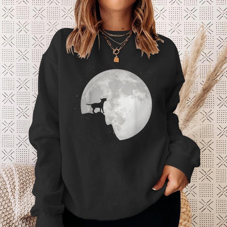 Bull Terrier Dog Portrait Dog Portrait Moon Sweatshirt Geschenke für Sie