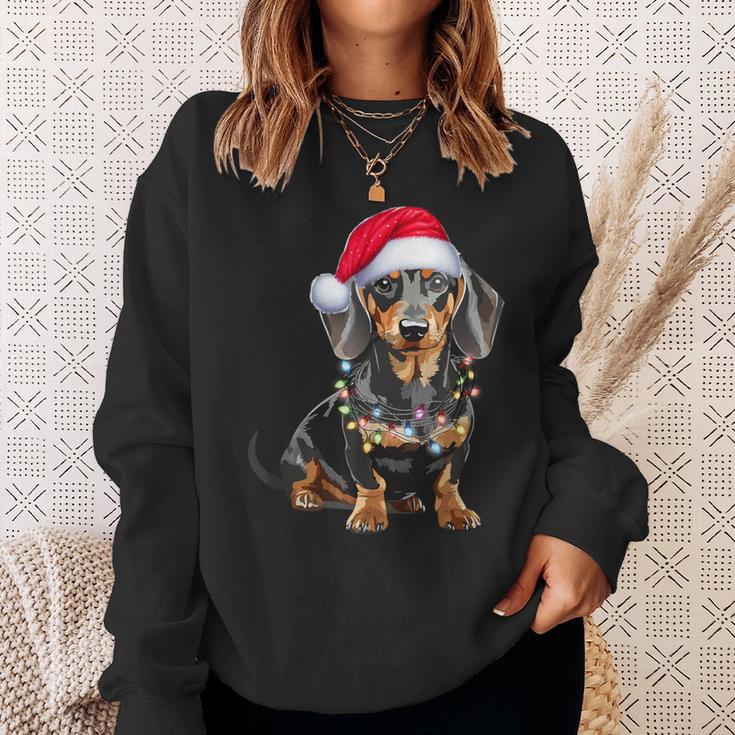 Dachshund Dog Santa Hat Christmas Light Sweatshirt Geschenke für Sie