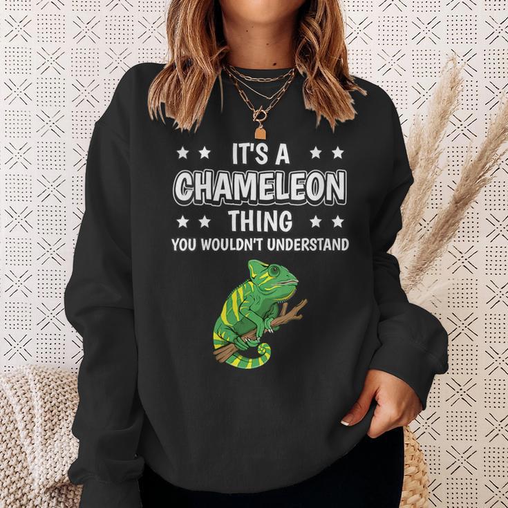 Damen Ist So Ein Chamäleon Ding Lustiger Spruch Chamäleons Mit-Ausschnitt Sweatshirt Geschenke für Sie