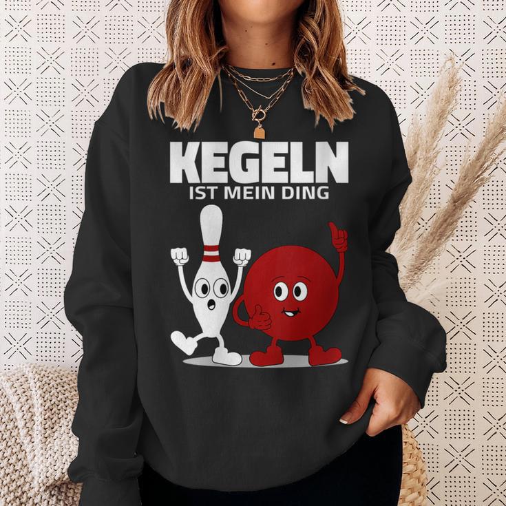 Damen Lustige Kugel & Kegel I Kegeln I Kegeln Ist Mein Ding Mit-Ausschnitt Sweatshirt Geschenke für Sie