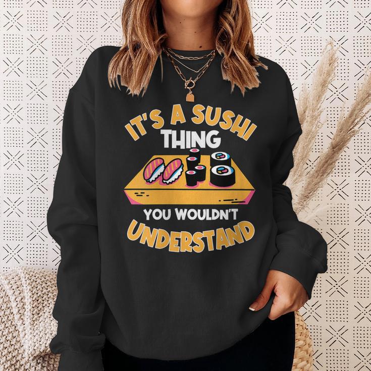 Damen Sushi Ist So Ein Sushi Ding Maki Nigiri Sashimi Mit-Ausschnitt Sweatshirt Geschenke für Sie