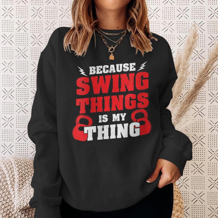 Damen Weil Swing Things Mein Ding Ist Workout Kettlebell Mit-Ausschnitt Sweatshirt Geschenke für Sie