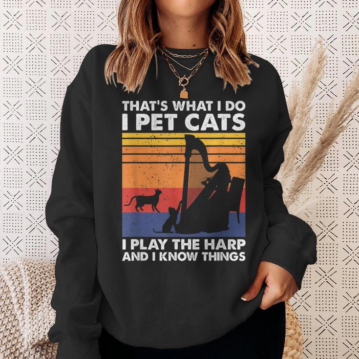 Das Ist Was Ich Tue Ich Pet Cats Ich Spiele Harfe & Ich Weiß Dinge Sweatshirt Geschenke für Sie