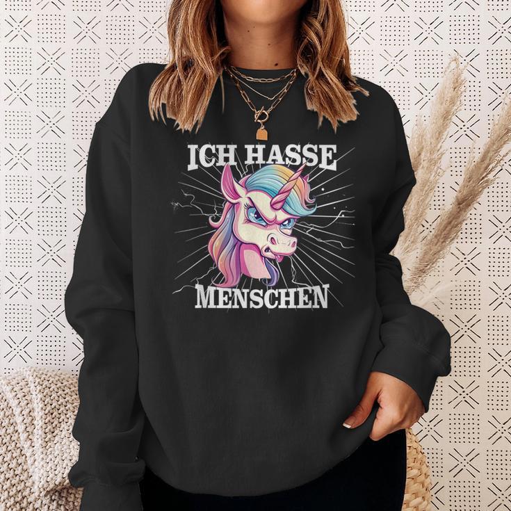 Unicorn Meme Based Ich Hasse Menschen Sweatshirt Geschenke für Sie