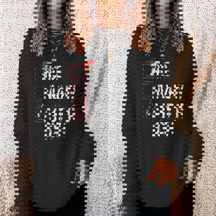 Nice Naughty A Bit Of Both Christmas Xmas Santa Claus Sweatshirt Gifts for Her