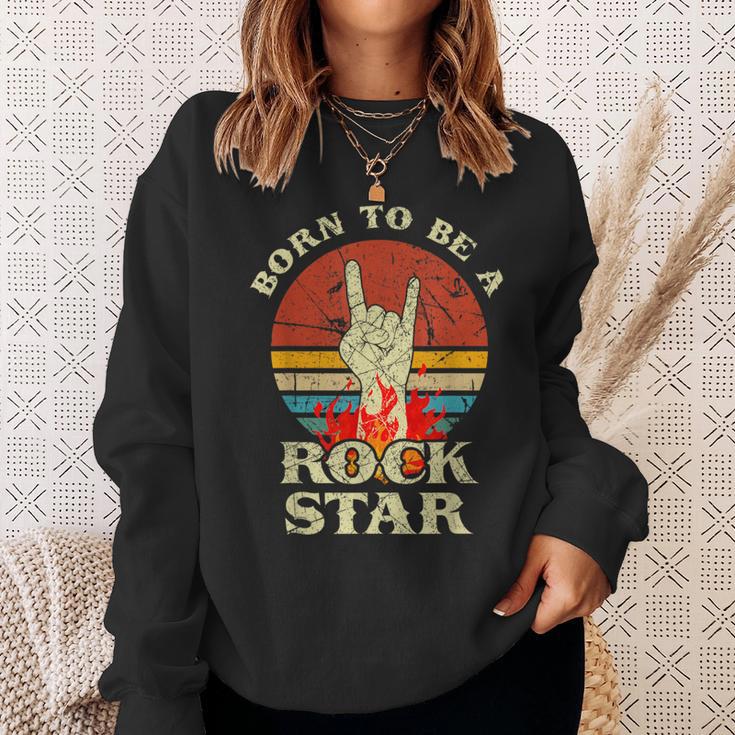 To Be Rockstar Heavy Metal Hand Hornintage Retro Born Sweatshirt Geschenke für Sie