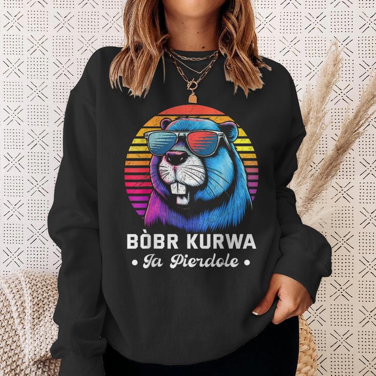 Synthwave Polish Bobr Meme Bober Kurwa Ja Pierdole Bòbr Sweatshirt Geschenke für Sie