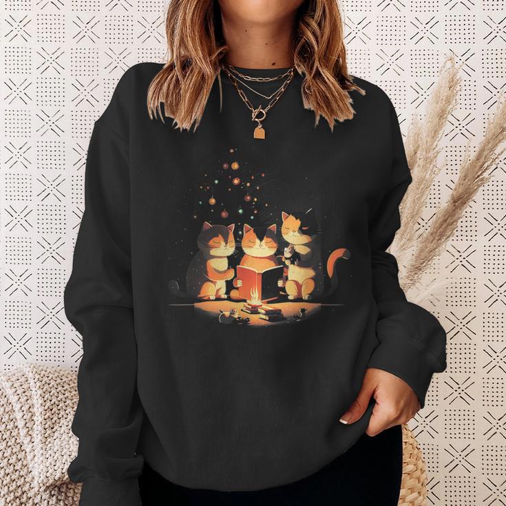 Weihnachtskatze Katze Süßer Hut Kunst Illustration Sweatshirt Geschenke für Sie