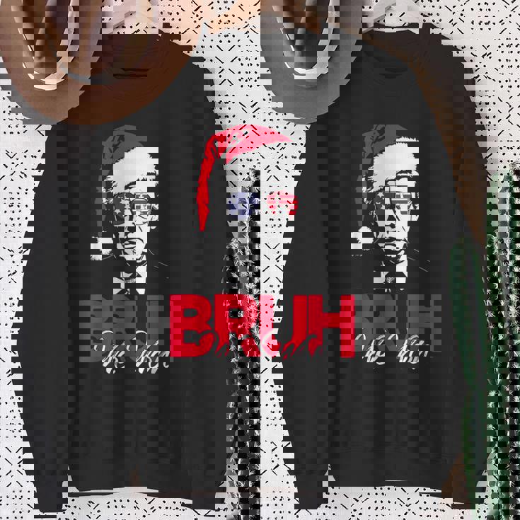 Bruh We Won Christmas Santa Hat Trump 47 Usa President Sweatshirt Gifts for Old Women