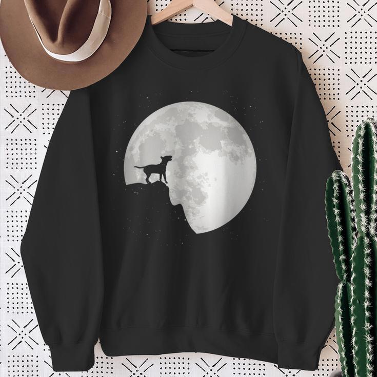 Bull Terrier Dog Portrait Dog Portrait Moon Sweatshirt Geschenke für alte Frauen