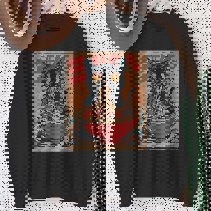 Cat Ramen Japanese Graphic Kawaii Cat Anime Sweatshirt Gifts for Old Women