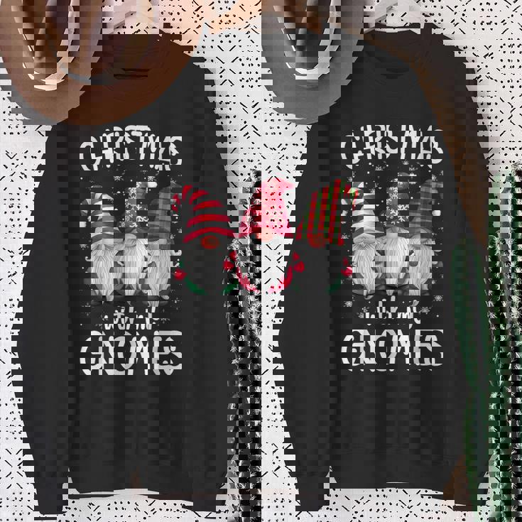 Christmas With My Gnomies Xmas Family Gnome Winter Holiday Sweatshirt Gifts for Old Women