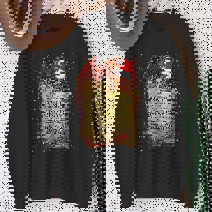 Cute Anime Christmas All I Want For Christmas Is A Dragon Sweatshirt Gifts for Old Women