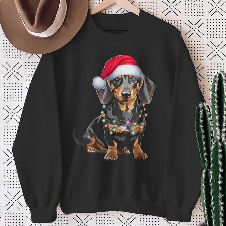 Dachshund Dog Santa Hat Christmas Light Sweatshirt Geschenke für alte Frauen