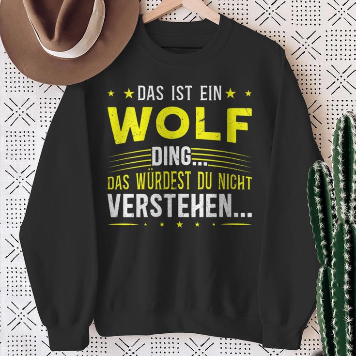 Damen Das Ist Ein Wolf Ding Spruch Für Familie Wolf Mit-Ausschnitt Sweatshirt Geschenke für alte Frauen