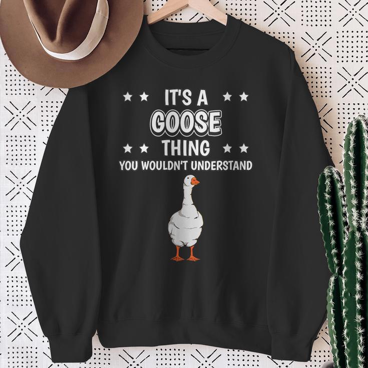 Damen Ist So Ein Gans Ding Lustiger Spruch Gänse Mit-Ausschnitt Sweatshirt Geschenke für alte Frauen