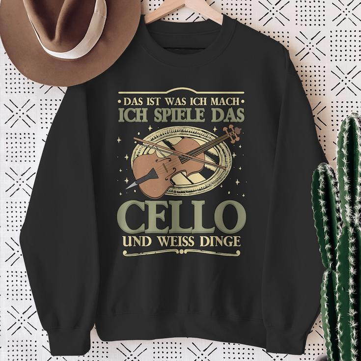 Das Ist Was Ich Mach Ich Spiel Das Cello Und Weiß Dinge Sweatshirt Geschenke für alte Frauen