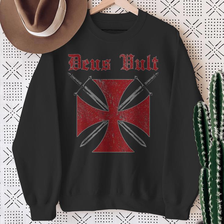 Deusult Helmet Templar Order Templar Holy Cross Sweatshirt Geschenke für alte Frauen