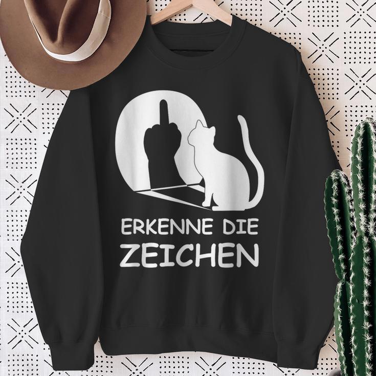 Erkenne Die Zeichen Wkekatze Schattenspiel Cats Sweatshirt Geschenke für alte Frauen