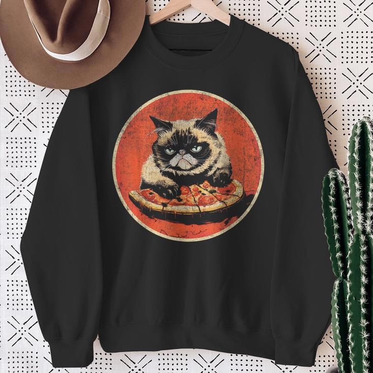 Cat Pizzaintage Sweatshirt Geschenke für alte Frauen