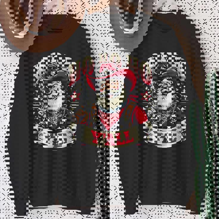 Holiday Cowboy Santa Country Western Christmas Spirit Sweatshirt Gifts for Old Women