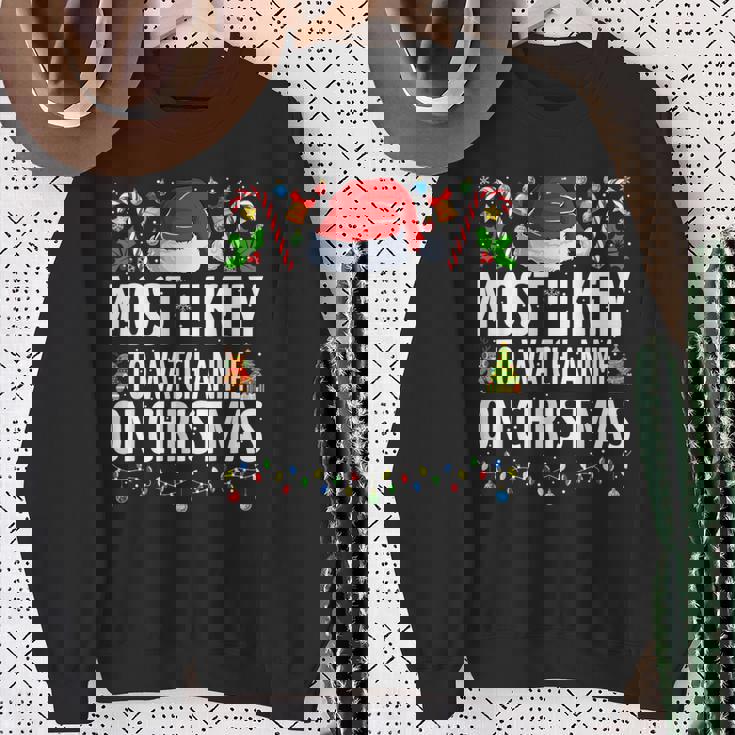 Most Likely To Watch Anime On Christmas Cool Anime Christmas Sweatshirt Gifts for Old Women