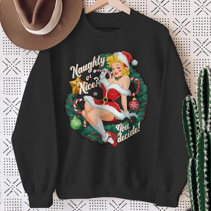 Naughty Or Nice Du Entscheide Pinup Sweatshirt Geschenke für alte Frauen