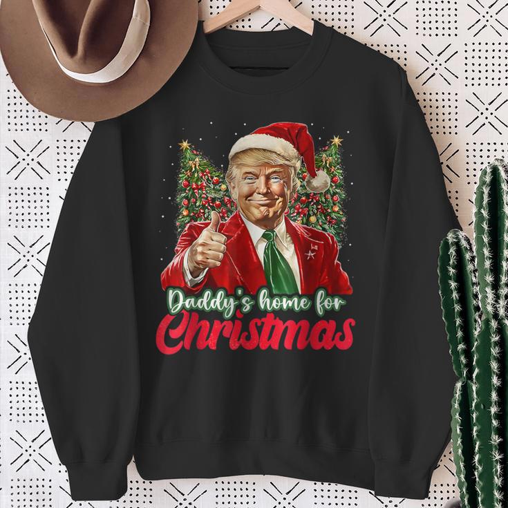 Papa Ist Zu Weihnachten Zu Hause Trump Sweatshirt Geschenke für alte Frauen