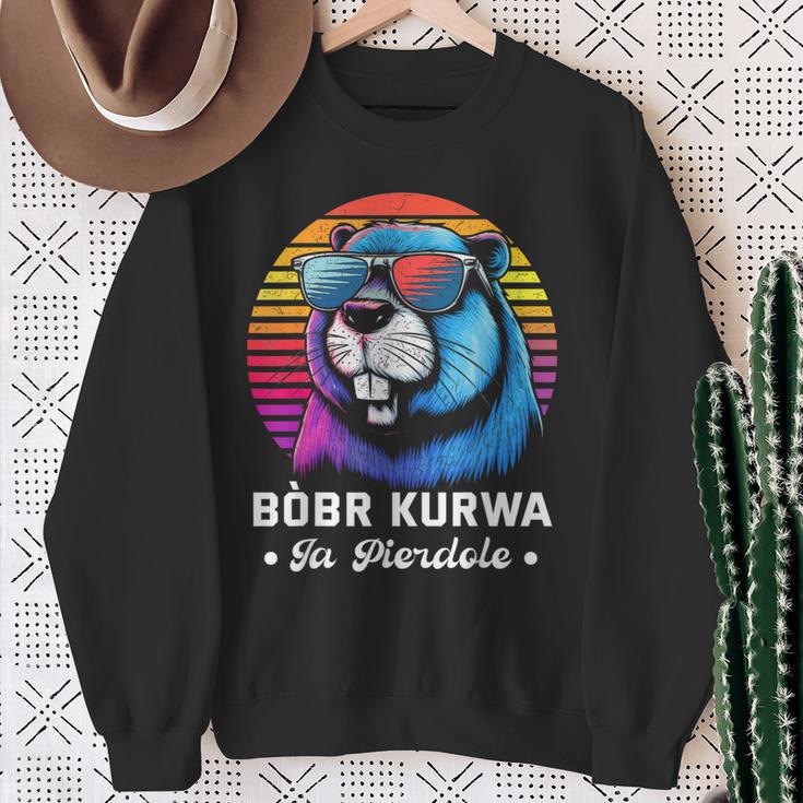 Synthwave Polish Bobr Meme Bober Kurwa Ja Pierdole Bòbr Sweatshirt Geschenke für alte Frauen