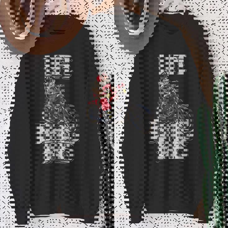 Tattoo Santa Life Behind Bars Biker Santa Shirt Sweatshirt Gifts for Old Women