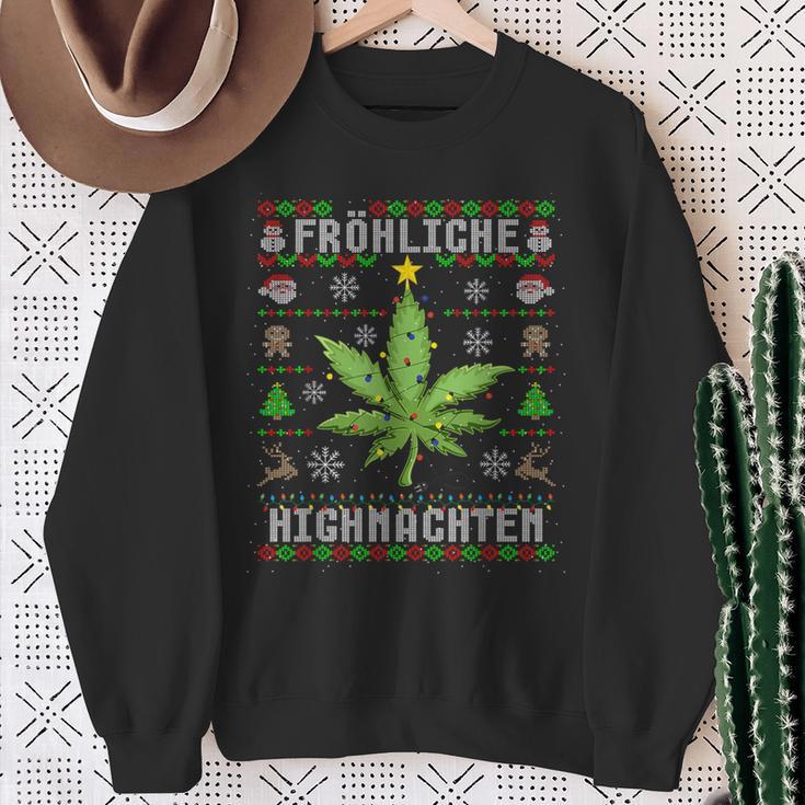 Ugly Christmas Frohe Highnachten Marihuana Weed Geschenk Sweatshirt Geschenke für alte Frauen