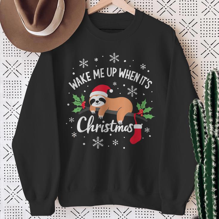 Weck Mich Auf Wenn Weihnachten Ist Christmas Sweatshirt Geschenke für alte Frauen