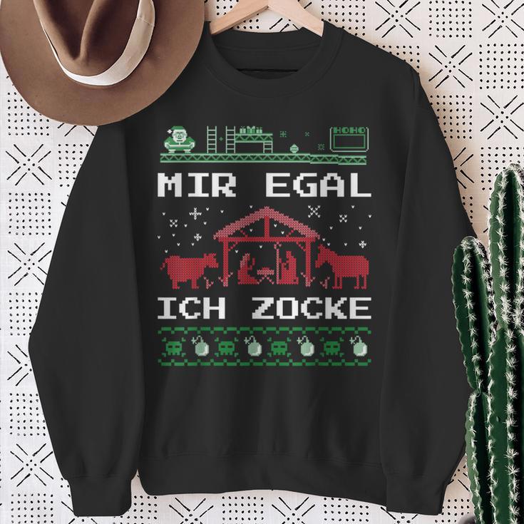 Weihnachten Mir Egal Ich Zocke Ugly Christmas For Gamer Sweatshirt Geschenke für alte Frauen