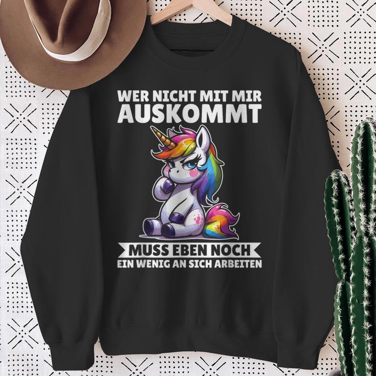 Wer Nicht Mit Mir Auskommt An Sich Arbeiten Unicorn Sweatshirt Geschenke für alte Frauen